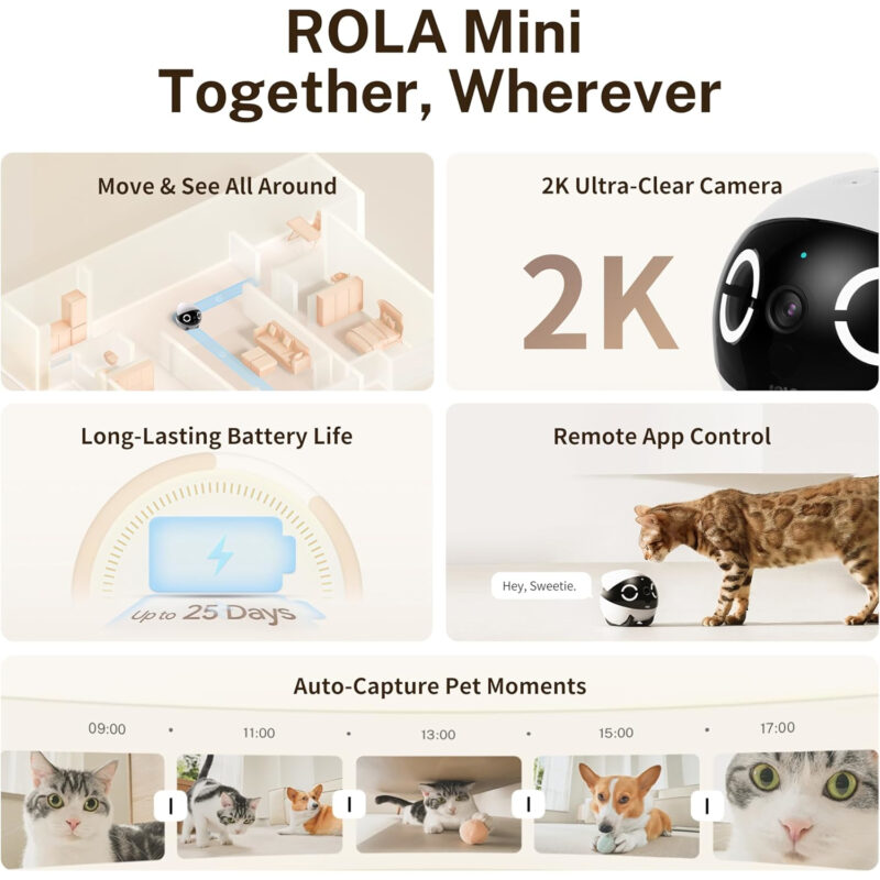 Cámara Robot para Mascotas Enabot EBO ROLA Mini 2K - Imagen 4