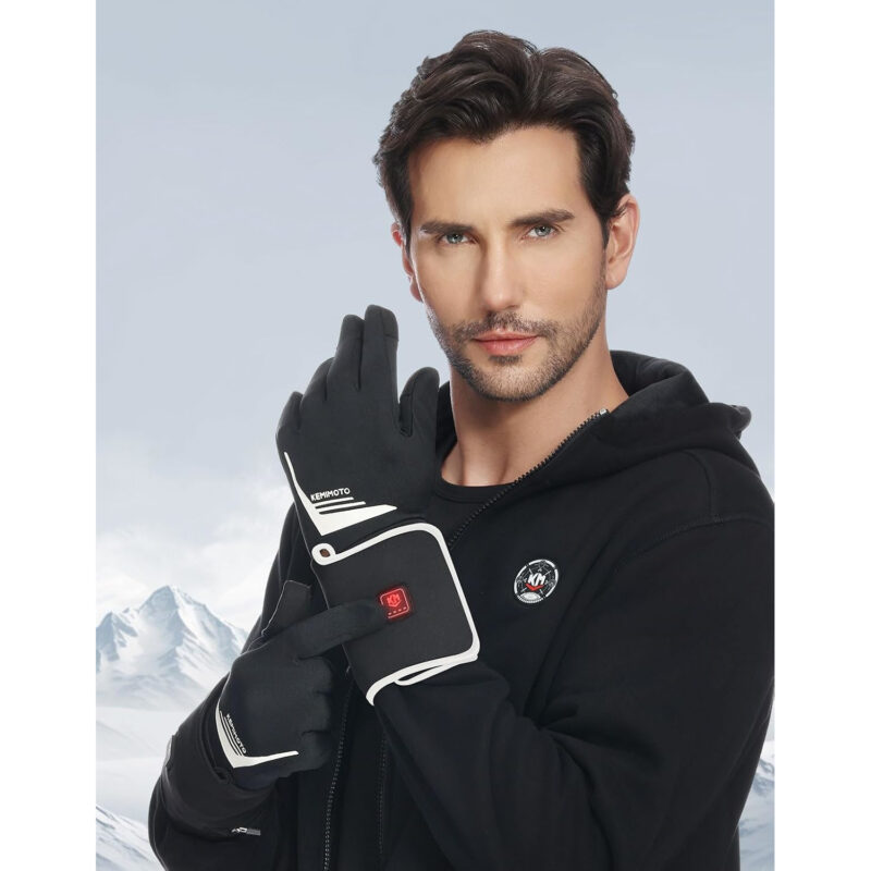 KEMIMOTO Guantes Calefactables, Guantes Térmico Invierno con Batería 2500 mAH, Guantes Cálido Ligeros Cómodos Flexibles para Moto Trabajadores Deportes Inviernos al Aire Libre Hielo Nieve - Imagen 7