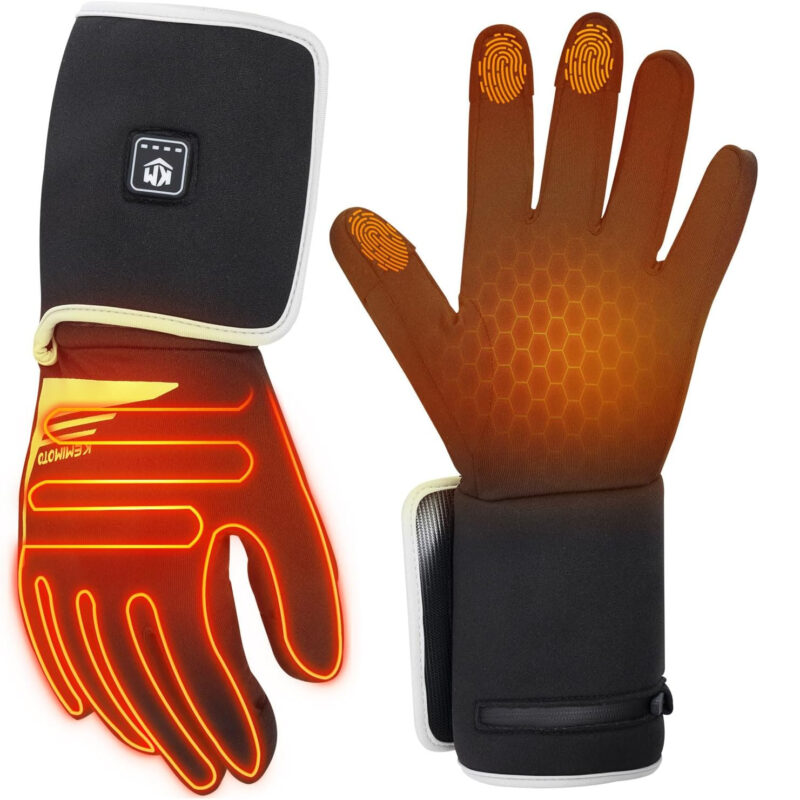 KEMIMOTO Guantes Calefactables, Guantes Térmico Invierno con Batería 2500 mAH, Guantes Cálido Ligeros Cómodos Flexibles para Moto Trabajadores Deportes Inviernos al Aire Libre Hielo Nieve