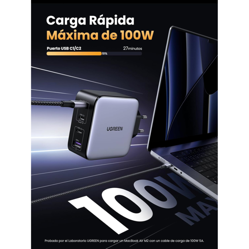 UGREEN Nexode 100W Cargador USB C - Imagen 4